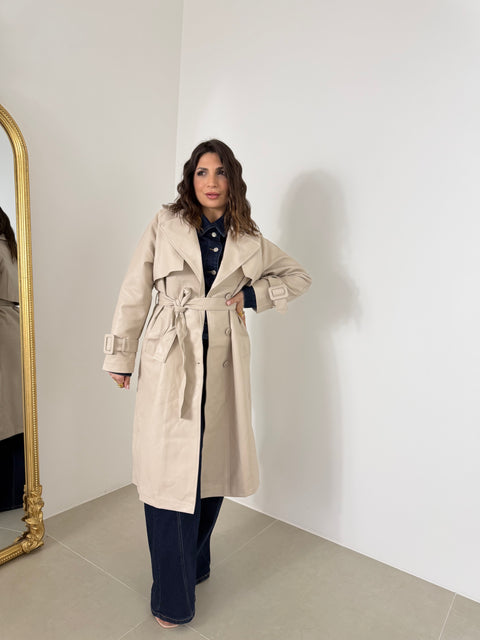 TRENCH LUNGO IN ECOPEL PANNA