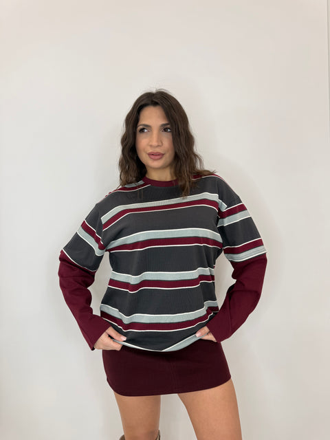 MAGLIA KLAUDIA MANICA BORDEAUX