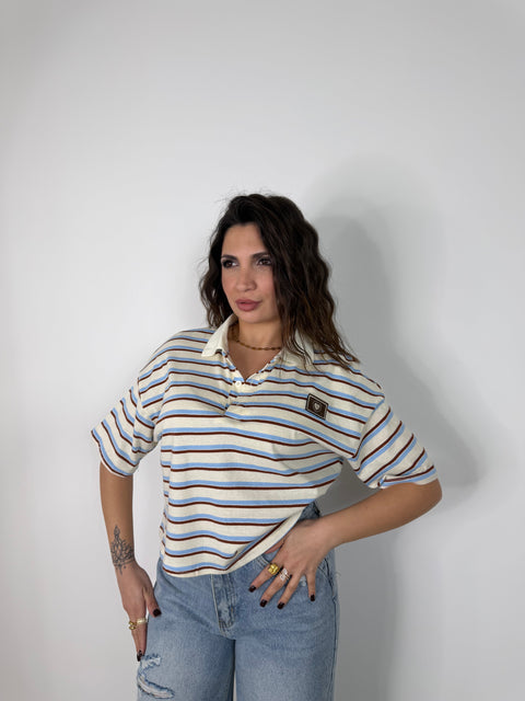 MAGLIA POLO RIGHE CELESTI