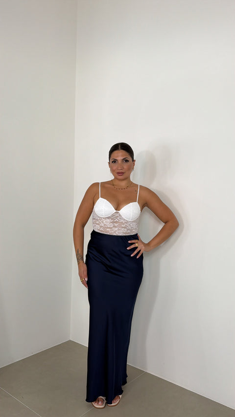 GONNA IN SATIN LOW COST BLU