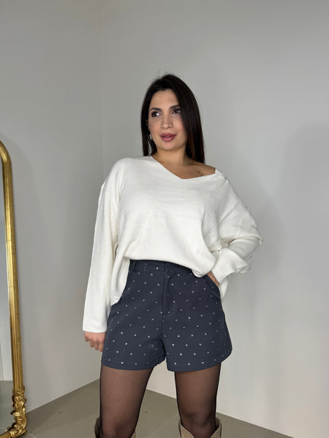 SHORT CON FIOCCHETTI GRIGIO