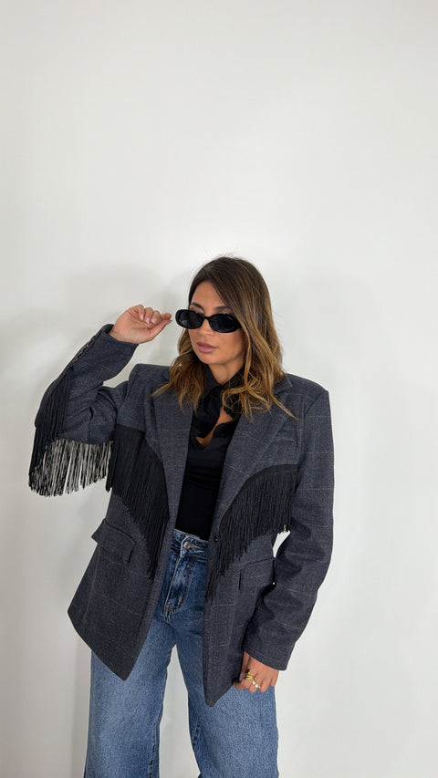 BLAZER CON FRANGE GRIGIO