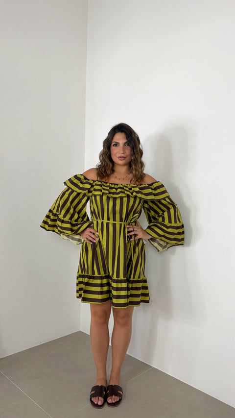 DRESS ANDROMEDA VERDE LIME/MARRONE