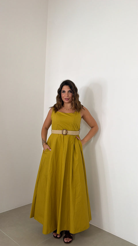 DRESS ASTRID LUNGO SENAPE