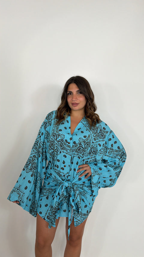 MINI DRESS BANDANA AZZURRO