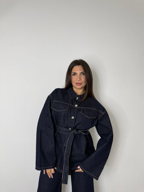 CAMICIA CON FUSCIACCA DENIM SCURO 3486