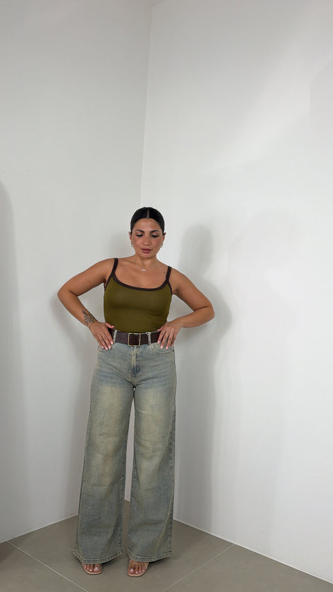 JEANS WIDE LEG CON CINTURA 9557