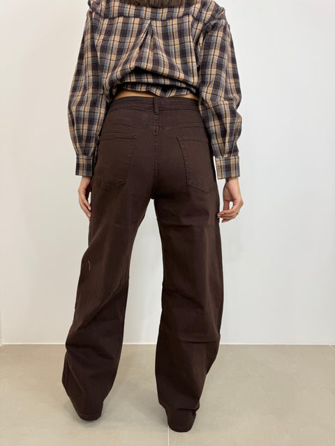 JEANS BALLOON FIT MARRONE