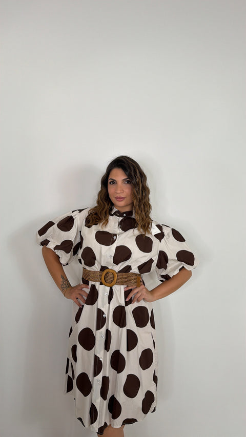 DRESS POIS MANICA BALLOON PANNA