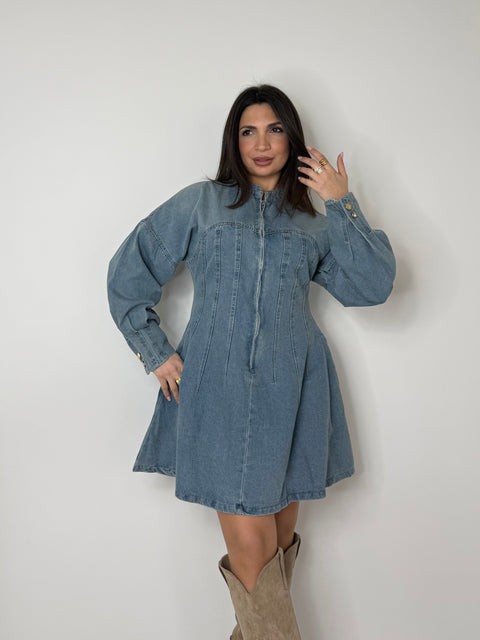 DRESS IN DENIM SFIANCATO