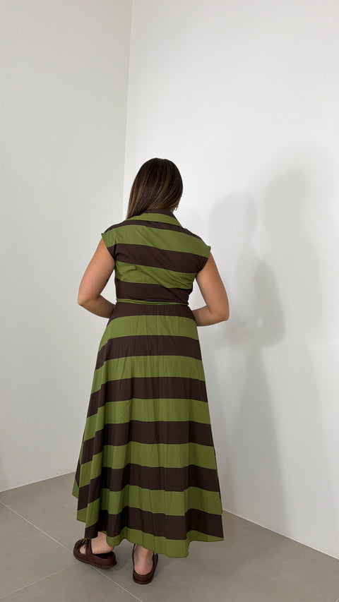 DRESS PORTAFOGLIO CON RIGHE VERDE