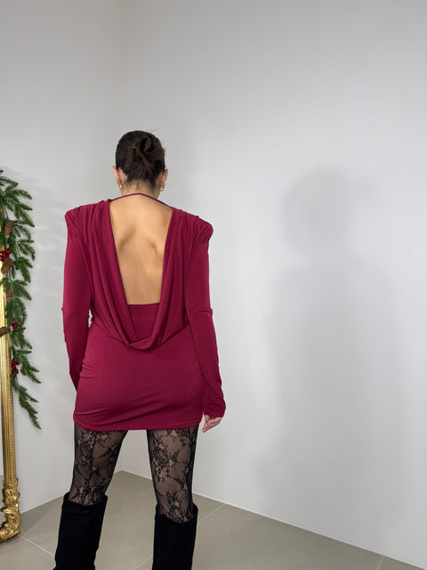 MINI DRESS SCOLLO PROFONDO BORDEAUX