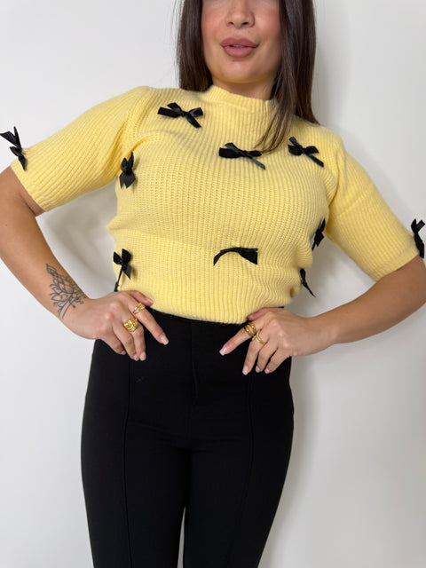 PULLOVER MEZZA MANICA FIOCCHI GIALLO