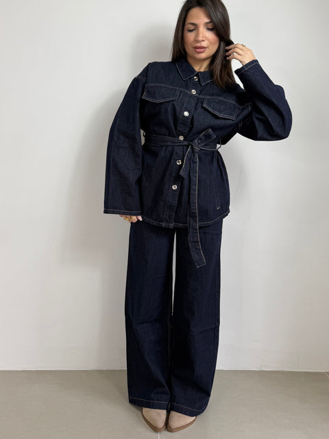 JEANS WIDE LEG DENIM SCURO 3486