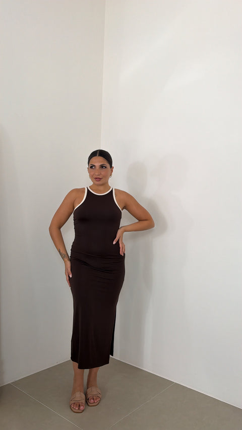 DRESS JUST WEST MARRONE