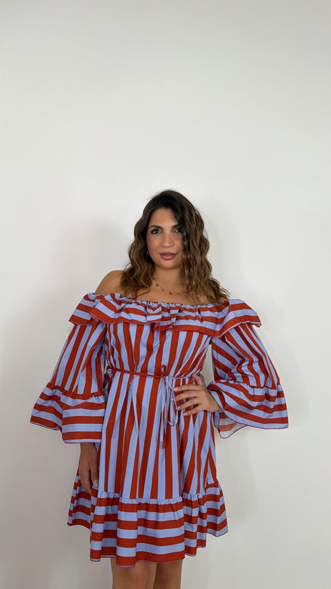 DRESS ANDROMEDA CELESTE/CORALLO