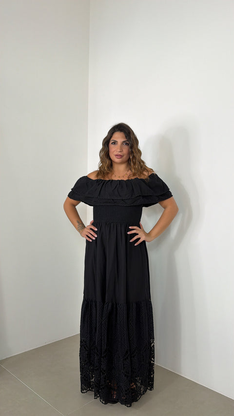 DRESS SCOLLO A BARCA NERO