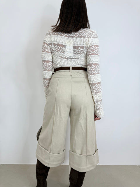 BERMUDA LUNGO CON PIEGA PANNA