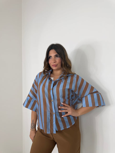 CAMICIA CARRIE RIGA CELESTE