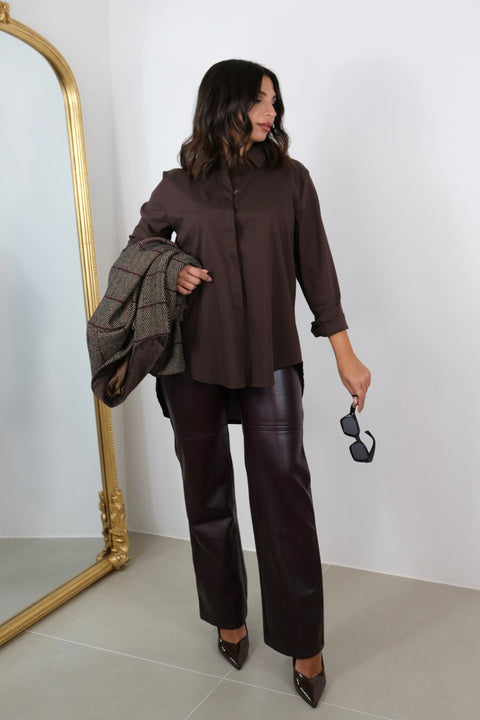 CAMICIA IN COTONE MARRONE