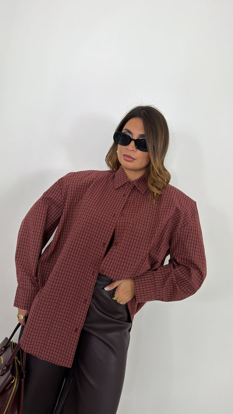 CAMICIA CON QUADRETTI JUSTWEST BORDEAUX