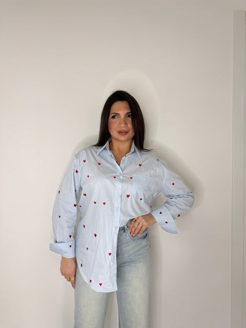 CAMICIA CON CUORI RICAMATI