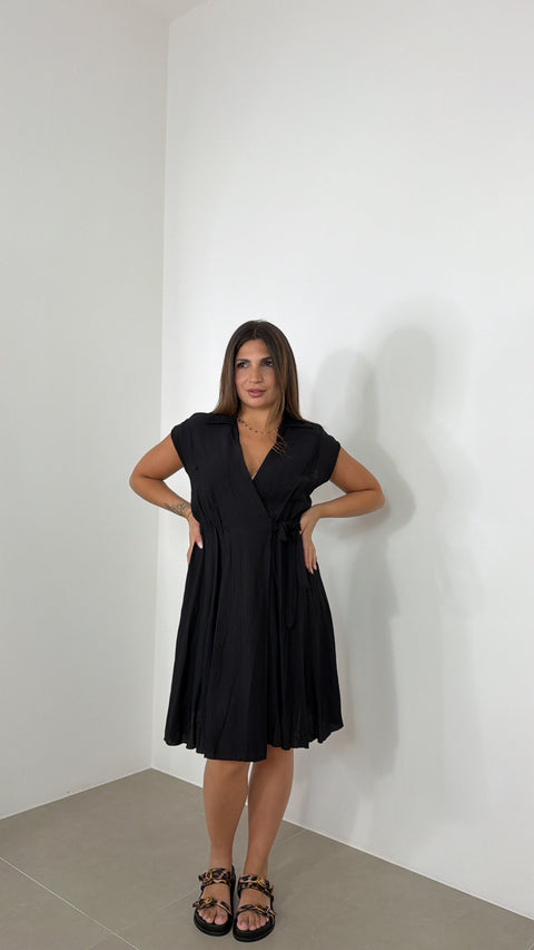 DRESS PORTAFOGLIO GIRO MANICA NERO