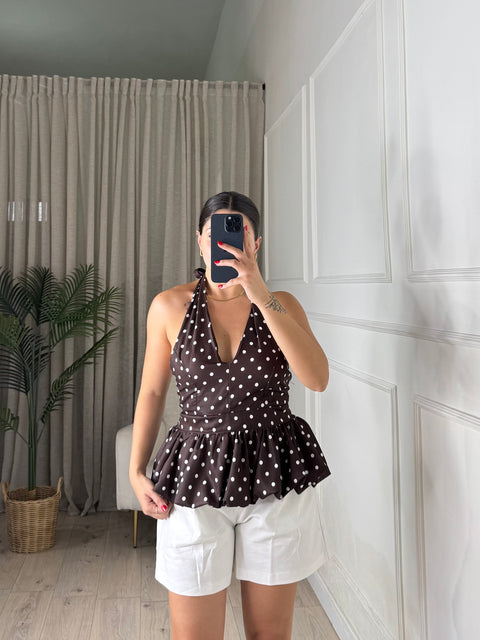 BLUSA POIS MARRONE