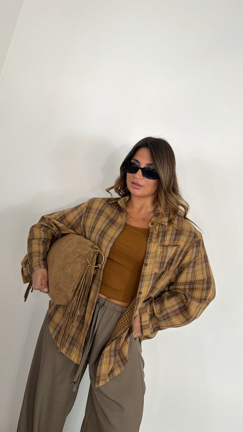 SET CANOTTA E CAMICIA SENAPE