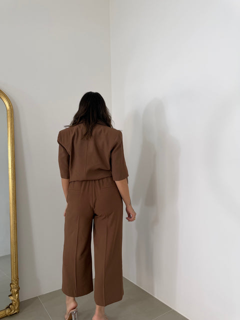 PANTALONE PALAZZO AKUMAL 3/4 CUOIO