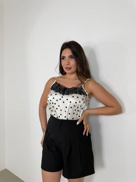 CANOTTA IN SATIN POIS PANNA