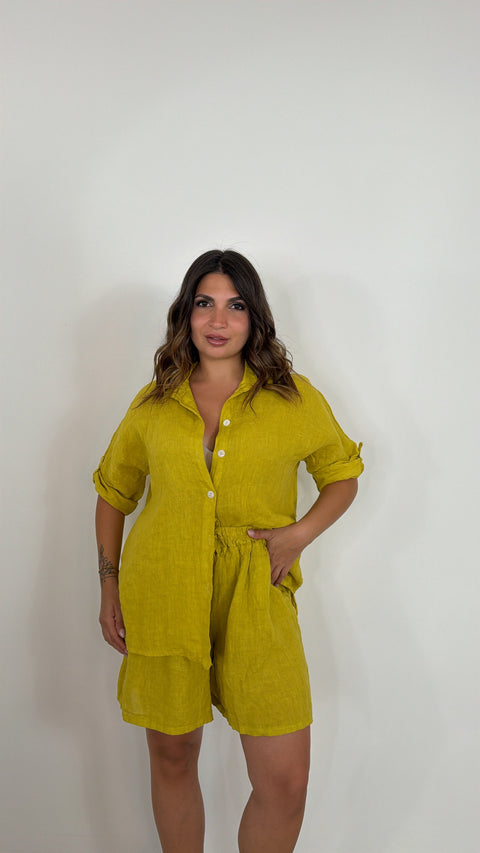 CAMICIA CARLOTTA SENAPE 100%LINO
