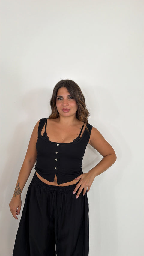 CANOTTA EFFETTO BRALETTE NERA