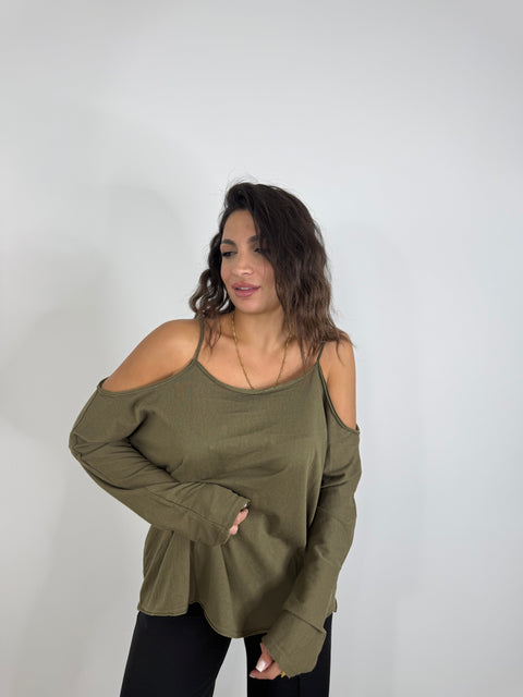 MAGLIA SPALLE SCOPERTE VERDE