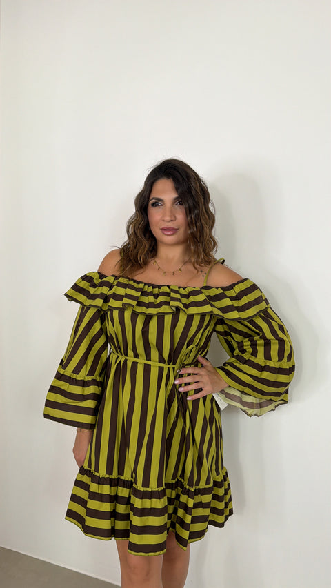 DRESS ANDROMEDA VERDE LIME/MARRONE