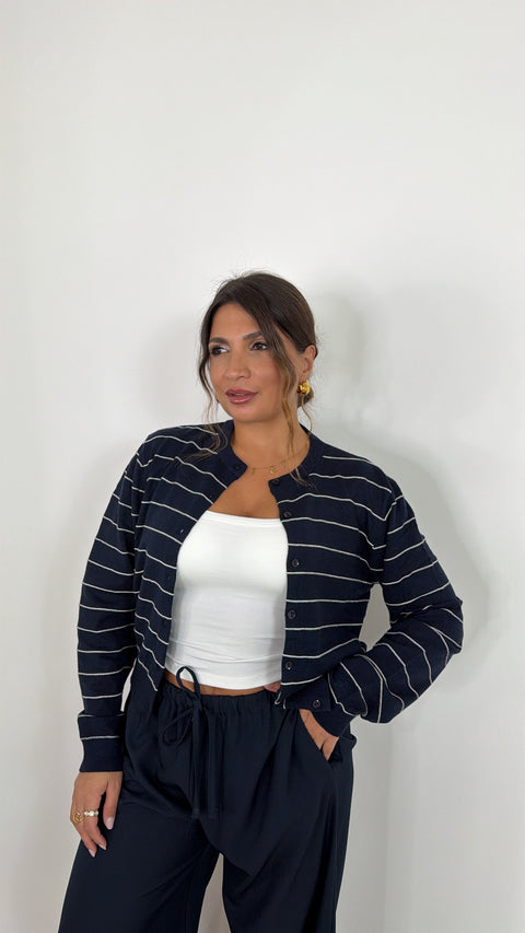 CARDIGAN RIGHE BLU