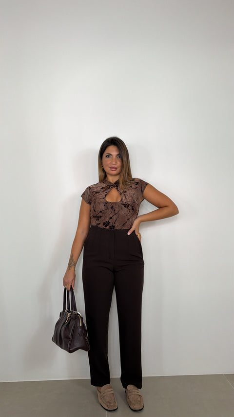 PANTALONE MOOOD ZA** MARRONE
