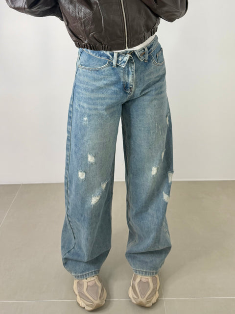 JEANS BALLOON CON RISVOLTO 12611