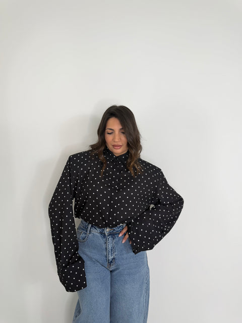 CAMICIA LUXURY POIS NERA