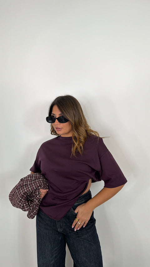 T-SHIRT PEONIA PRUGNA