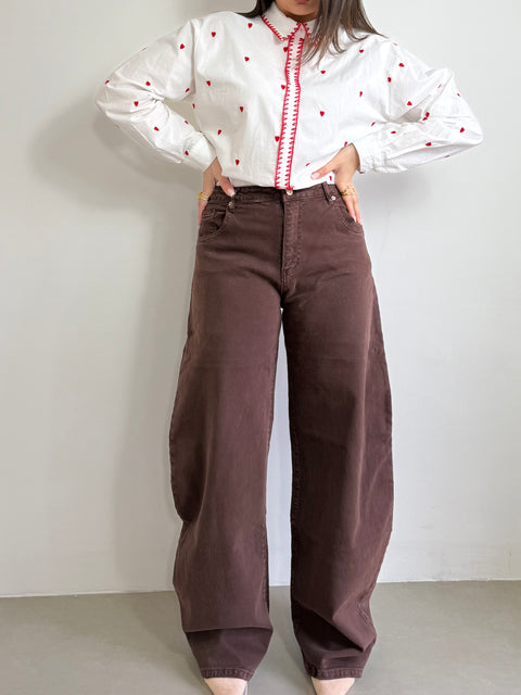 JEANS BALLOON MARRONE 3830