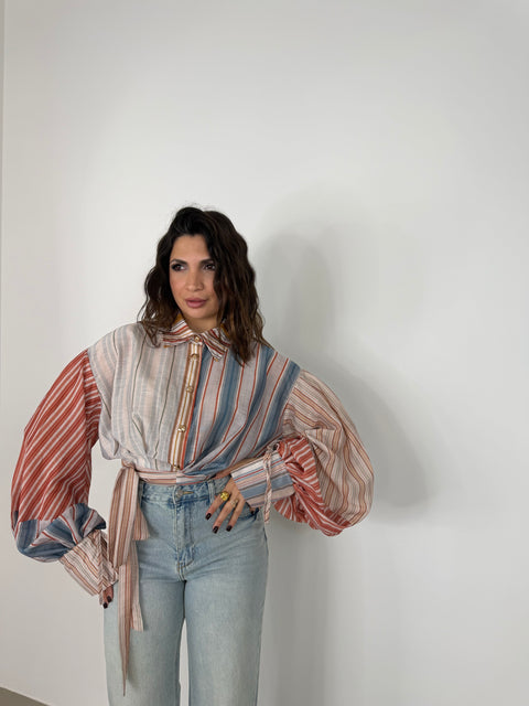 CAMICIA CROP COLORATA