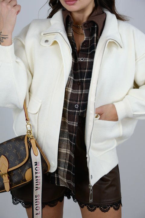 GIACCA CON BORDO PANNA