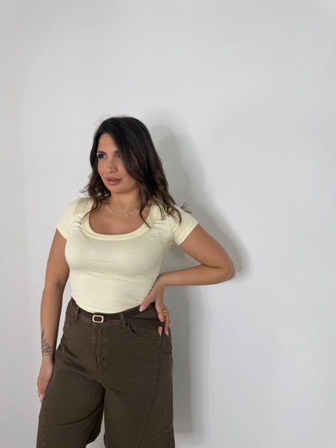 MAGLIA SCOLLO TONDO GIALLA