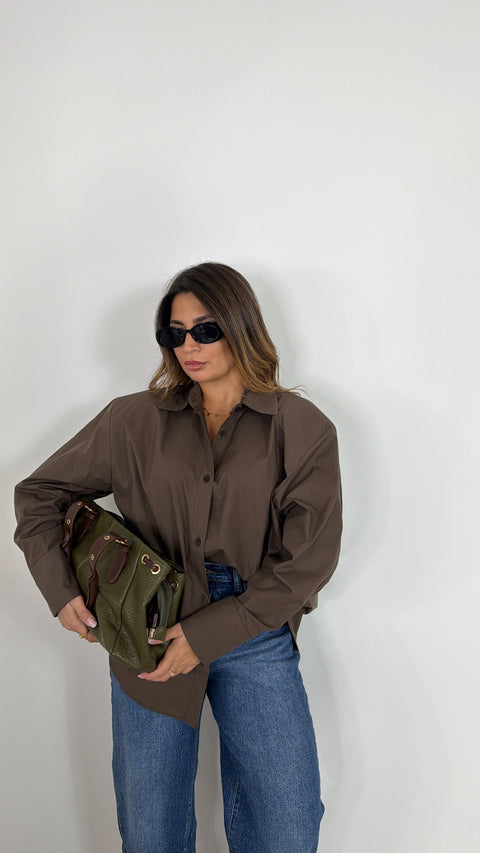 CAMICIA CON SPALLINE JUSTWEST MARRONE