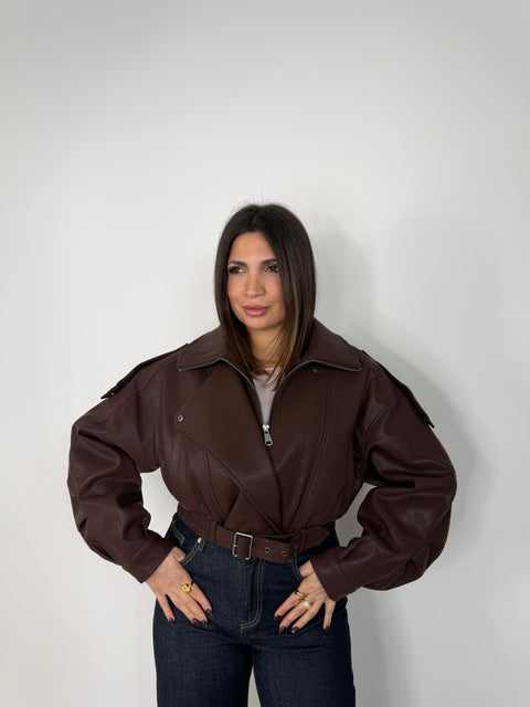 CHIODO CROP OVER MARRONE