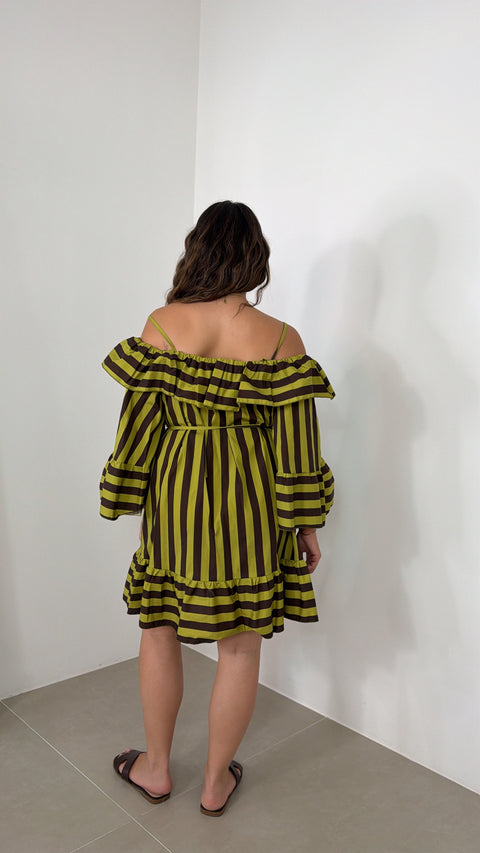 DRESS ANDROMEDA VERDE LIME/MARRONE