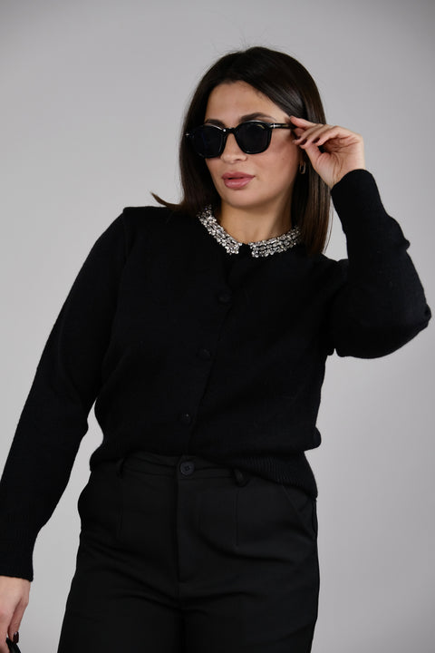 CARDIGAN CON SWAROSKI NERO