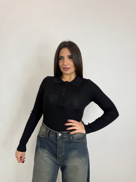 BODY CON BOTTONCINI NERO