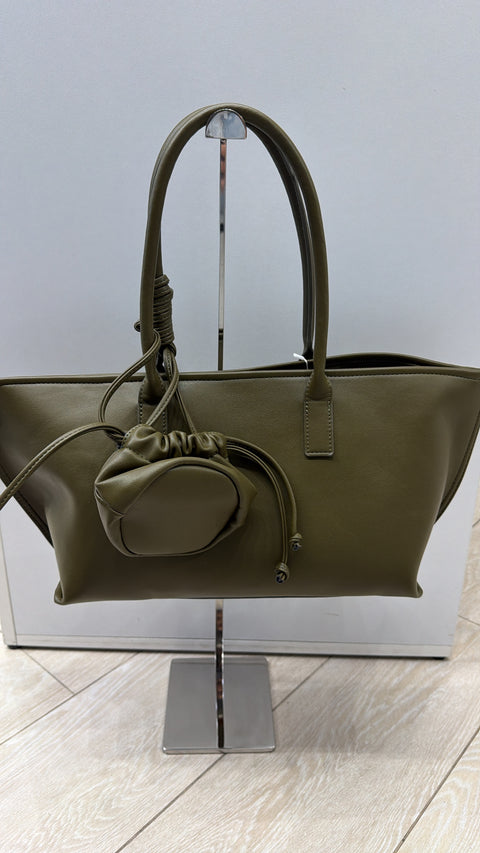 BAG RETTANGOLARE IN ECOPEL VERDE OLIVA
